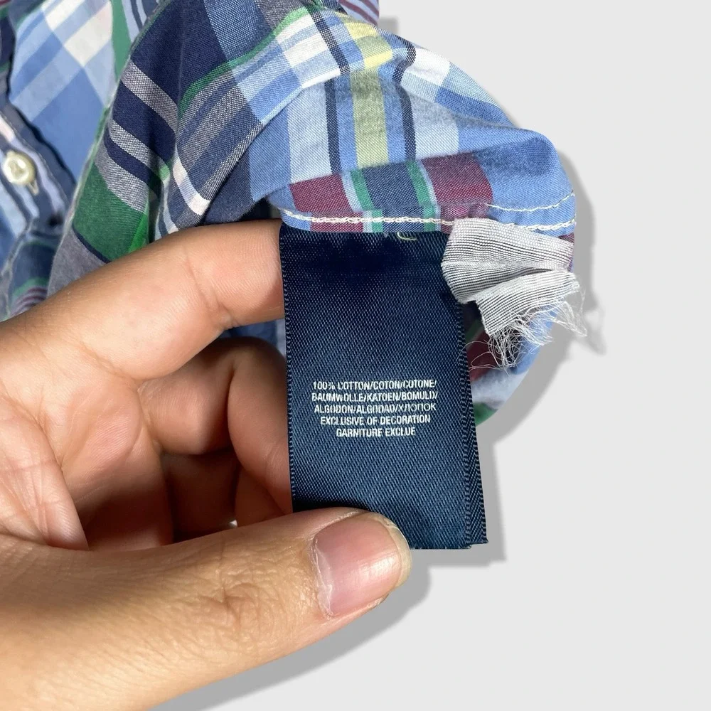 Ralph Lauren‎ Button Down Shirt Kids Size 5 Blue Plaid Preppy Aesthetic